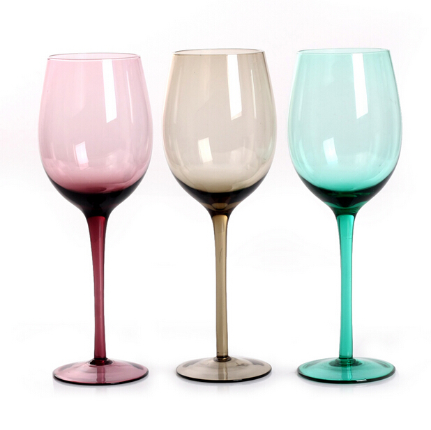 Haonai popular colored wine glass cups red goblet wine glass OEM color wine glass cup with stem