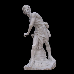 Statue di Ragazzo Nudo in Pietra Naturale da Giardino in Stile Greco in Vendita - Product Image 6