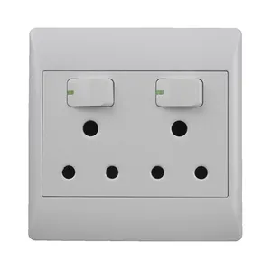 South Africa SASO Certificate switch socket 2 gang double 3 pin 16a outlet socket switch