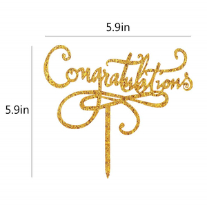 Acrílico Glitter oro felicitaciones de la torta de la graduación fiesta decoración de la boda suministros - Product Image 4