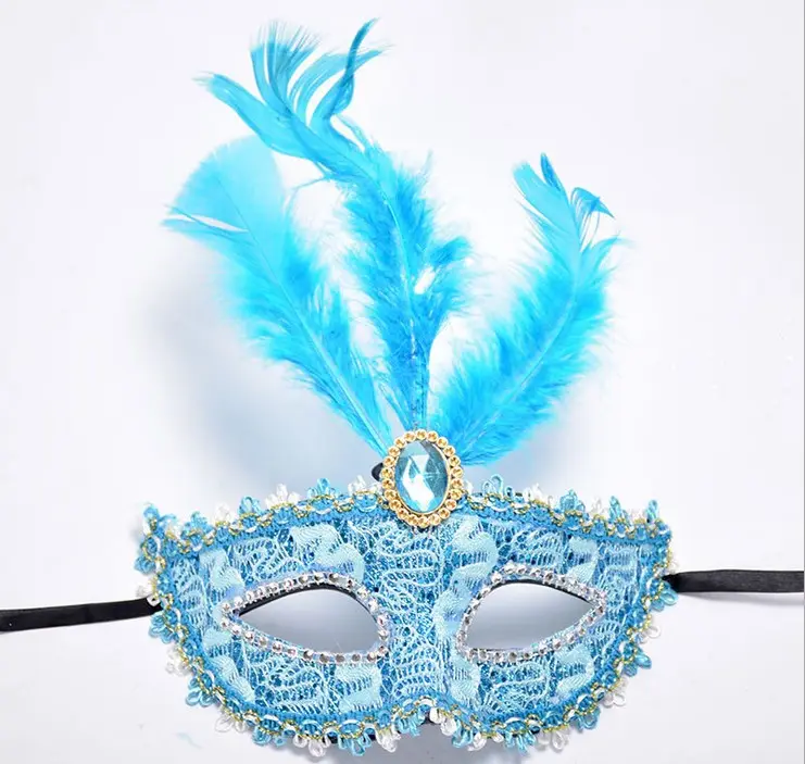 Festa di carnevale forniture decorazioni colorate maschera per gli occhi con fluff e per masquerade maschera
