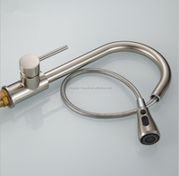 Robinet de cuisine à bec extractible à double fonction en nickel brossé à trou unique