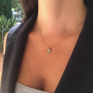 Gemnel Gold Jewelry <strong>Initial</strong> English Letter Zircon Coin Pendant Long Chain <strong>Necklace</strong> Real Gold <strong>Initial</strong> a <strong>Charm</strong> Pendant <strong>Necklace</strong> - Product Image 5