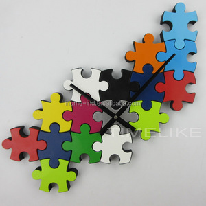 ウォールクロック面白いデザイン魔法賢いブロック印刷デザインカラフルな3d diyウォールクロック - Product Image 4
