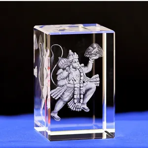 Glass Cubes New Wholesale Wholesale Customized 3D Laser Engraving Glass Crystal Cube Ganesha Design Crystal Cube