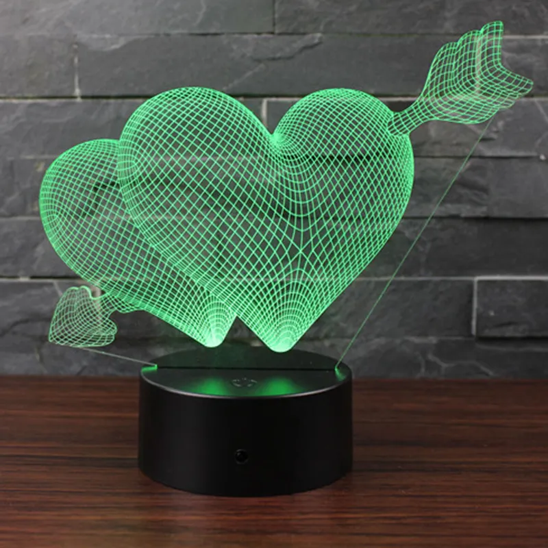 Hot Valentine Gift Lamp 3D Acrylic Night Light ABS Light Base I Love You Led Heart Lamp For Girls Bedroom Decor
