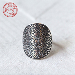 Gypsy Solid Engraved Mandala <strong>Ring</strong> Sterling Silver <strong>Boho</strong> <strong>Ring</strong> Bohemia <strong>Ring</strong> - Product Image 4