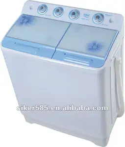 Tampa de vidro temperado cuba dupla semi-auto máquina de lavar de carregamento superior