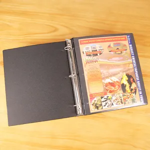 Best Selling Wholesale Personalized A4 Size New Black Color Senior Restaurant Menu Pvc 3 Hole Ring Binder File Folder