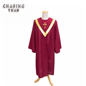 Matte Maroon Church Choir Robes with Choir V Stole