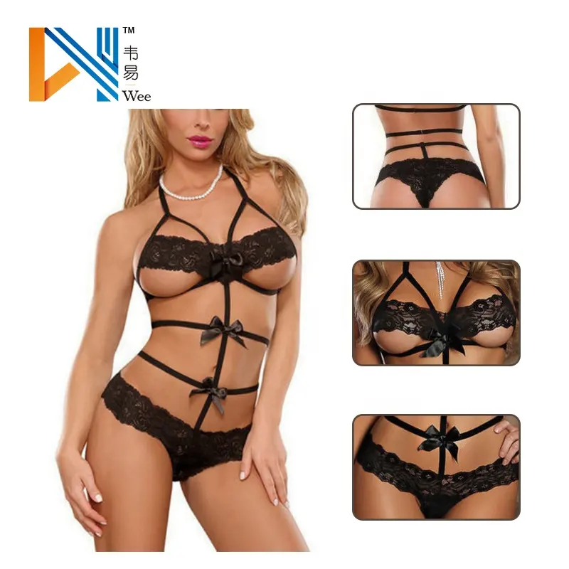 Cheap Open Women Erotic Backless Transparent Showing Nipples Underwear Belt Binding Intimates Lingerie Sexy Femme