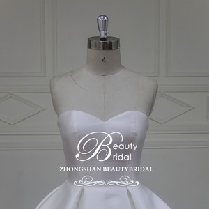 XFM034 Elegant Mikado Wedding Dress <strong>Bridal</strong> Gown With Detachable Beautiful Dot <strong>Jacket</strong> - Product Image 3