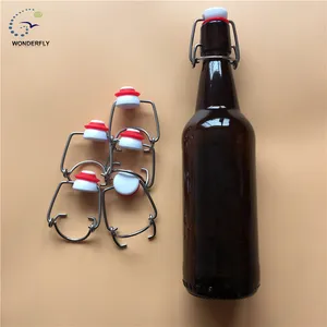 New Type Flip Top Cap 500ml Amber Beer Glass Bottle