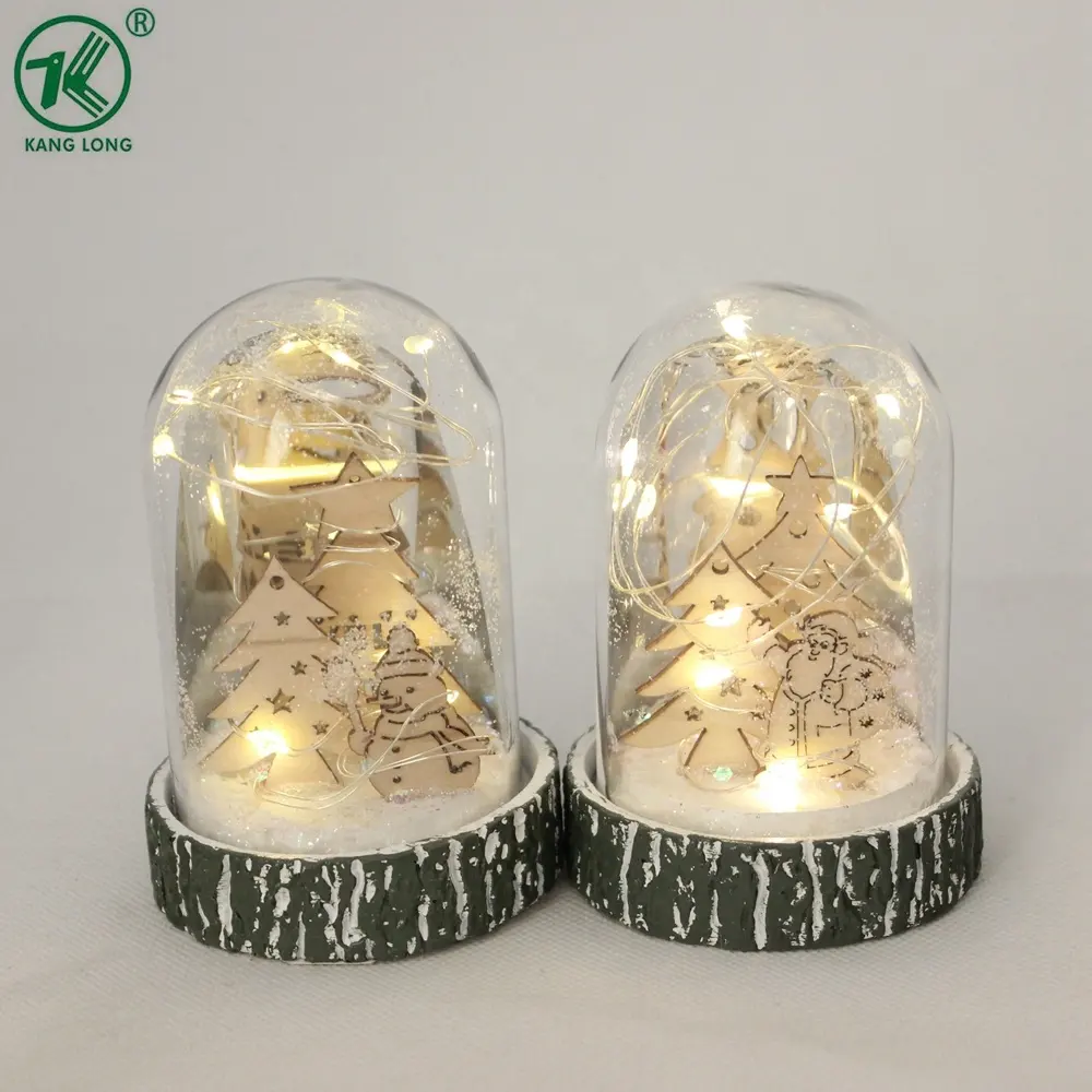 New design 10 lamp bead mini glass bell jar Christmas decorations