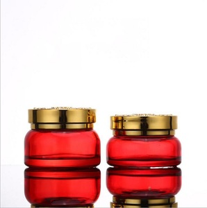 Flacon cosmétique de 30 ml, flacon de soin de la peau de 120 ml, flacon d'émulsion en verre rouge, pot à crème de 50 g, 30 g, bouchon doré argenté, flacon d'<span class=keywords><strong>essence</strong></span> - Product Image 2
