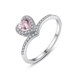 CZCITY Dell'argento Sterlina 925 Dei Monili di Colore Rosa del Cuore del Diamante di Pietra <span class=keywords><strong>Morgan</strong></span> Donne Nuziale Anello di Fidanzamento - Product Image 1