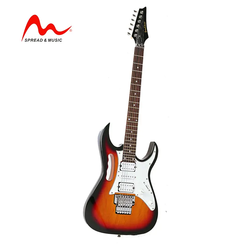 Wholesale custom guitar all solid wood electric guitar for sale double tremolo bridge