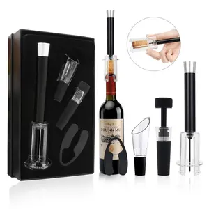 Wine Air Pressure Pump Opener Set Needle Wine Bottle Cork Remover Accessory Tool Kit With Pour Foil Cutter And Vacuum Stopper