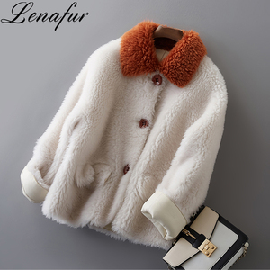 Reale Ricci di pelle di Pecora di lana di tosatura Cappotto di <span class=keywords><strong>Pelliccia</strong></span>, Donne Cappotto di <span class=keywords><strong>Pelliccia</strong></span> di Agnello - Product Image 4