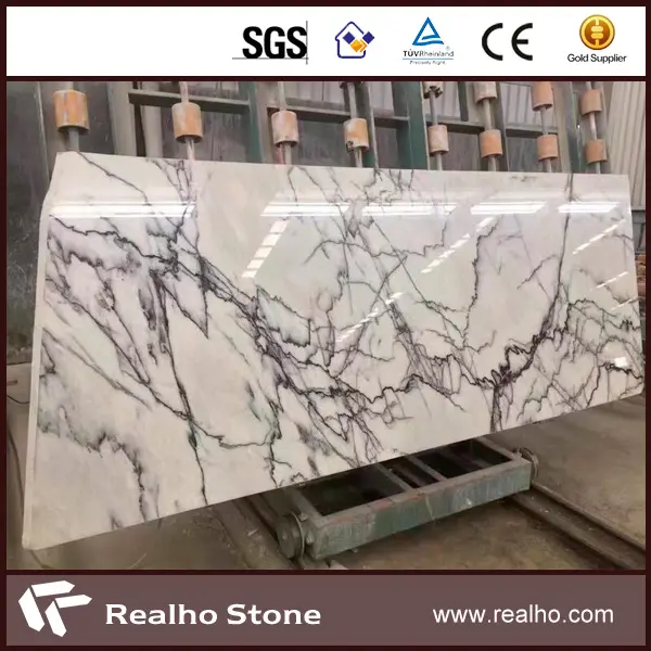 Big Slab Bookmatched Milas Lilac Marble สีขาว