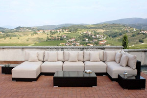 Sección <span class=keywords><strong>exterior</strong></span> <span class=keywords><strong>en</strong></span> forma de <span class=keywords><strong>L</strong></span> sol Ratán <span class=keywords><strong>Sofa</strong></span> reclinable para el tiempo de ocio patio con muebles modernos - Product Image 1