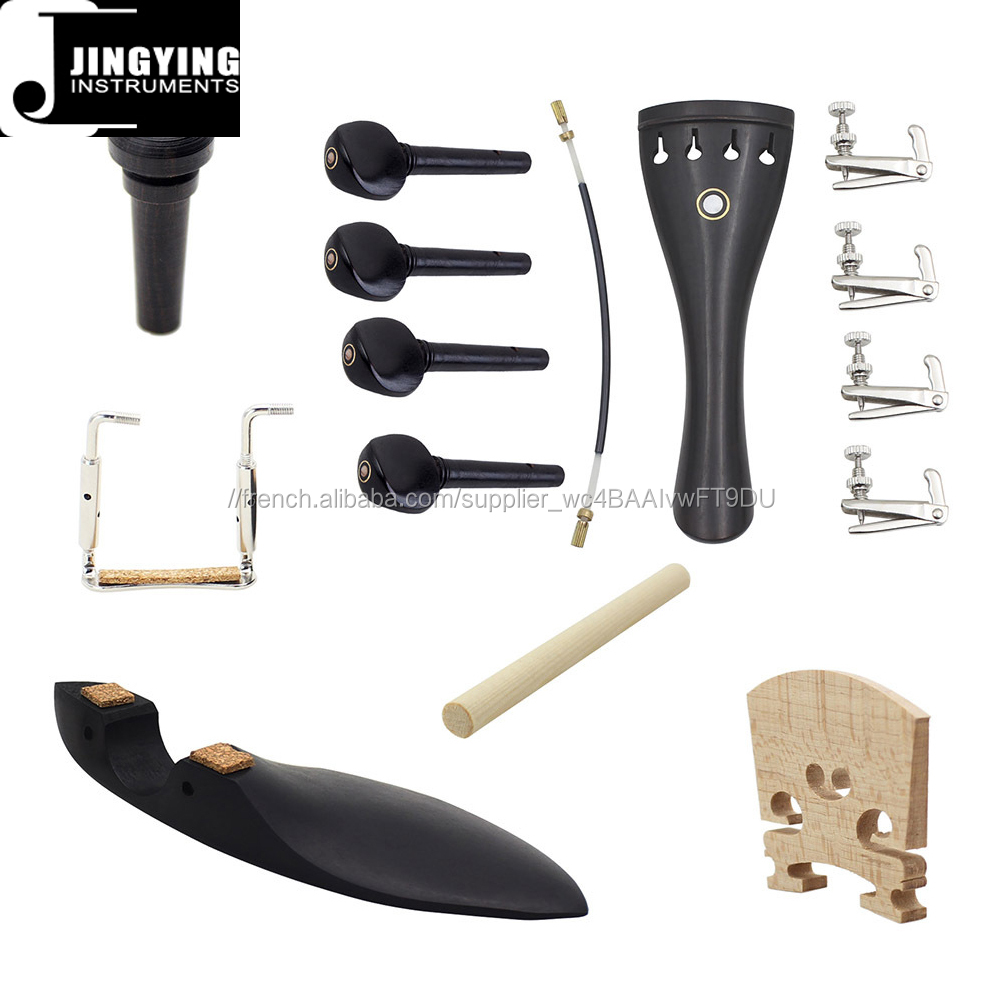 violon Mentonnière + Chin Reste Vis + Fine tuning + Pont + Chevilles + Cordier + Piques + Queue gland + Sound-post