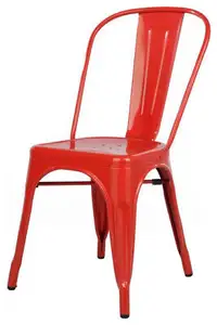 स्टील धातु औद्योगिक Stackable भोजन की कुर्सी सीट लाल चांदी Gunmetal जस्ती