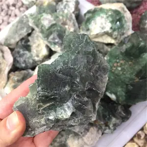 หินธรรมชาติสีเขียว Fluorite คริสตัลควอตซ์หินหยาบชิ้นดิบคริสตัลควอตซ์