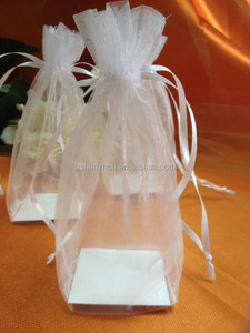 Bolsa de <span class=keywords><strong>organza</strong></span> de boda con estampado colorido personalizado, bolsa de regalo con cordón, pequeña, blanca, venta al por mayor - Product Image 6
