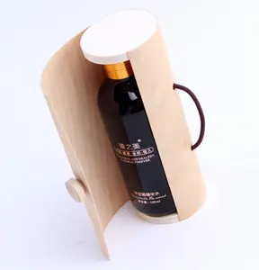 Cheap Wooden Round Tube Wine Gift Box Single Bottle Cylinder Birch Bark Wooden Wine Box