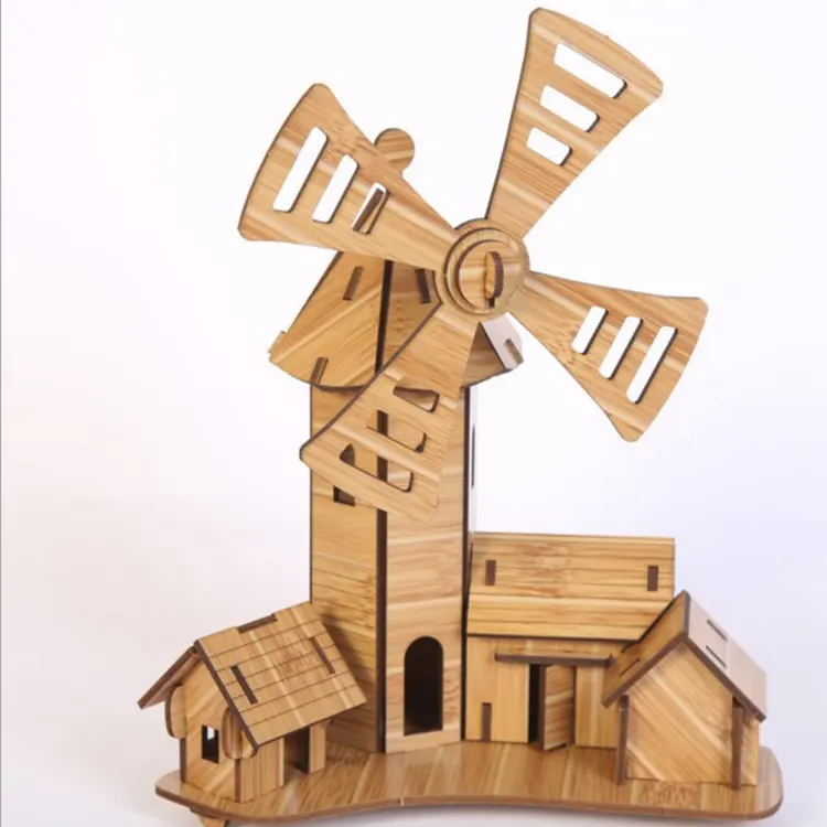 Educatief Speelgoed Hoye Ambachten Handgemaakte Kids Spel Puzzel Mini Diy Huis 3d Houten Puzzel