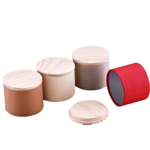 Wholesale Organic Color Friendly Paper Packaging original wood paper box With Wooden Lid