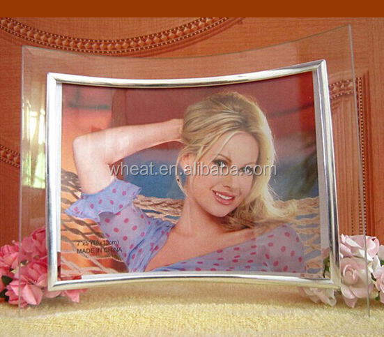 Сувенирный подарок Роскошная Серебряная Изогнутая Стеклянная фоторамка