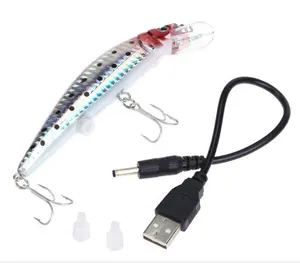 Uniker Umpan Pancing Elektrik LED, 5 Inci 0.7 OZ Penutup Pengisian Daya USB Kabel Elektrik Bermotor, Dapat Diisi Ulang