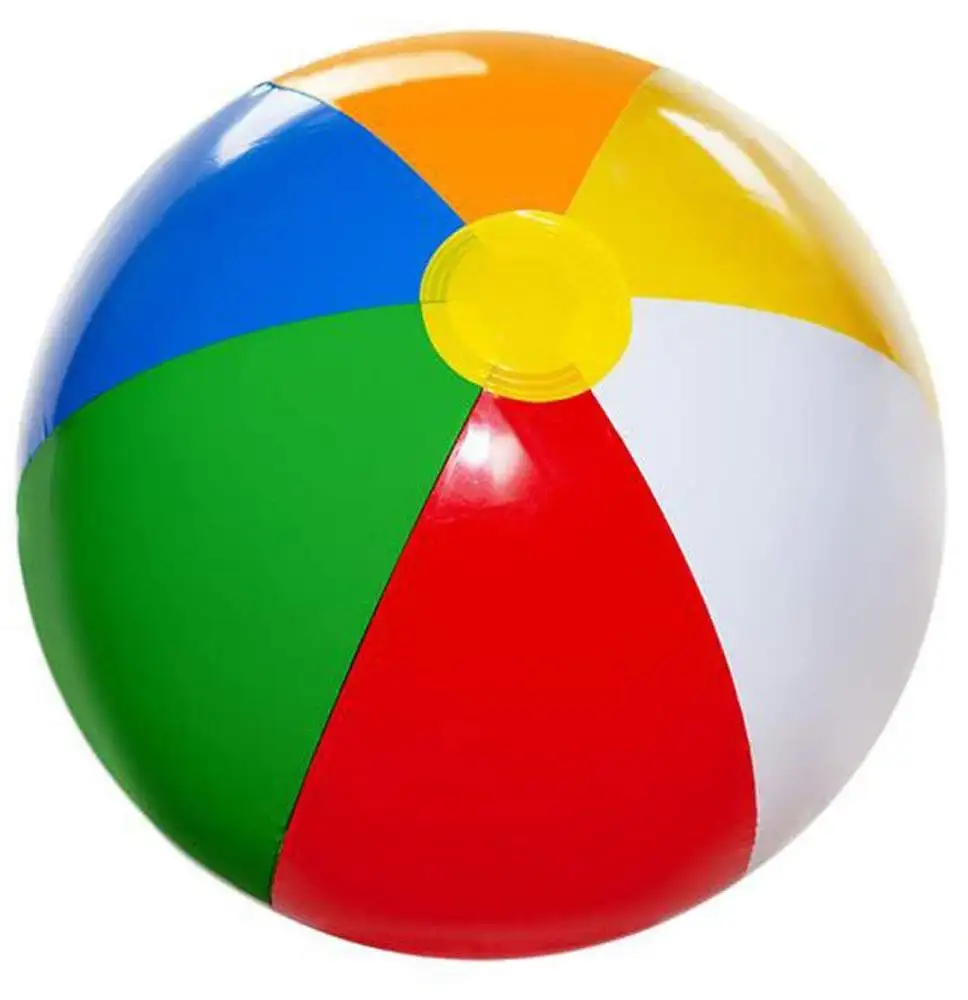 आउटडोर समुद्र तट गेंद के लिए पानी के खेल गुब्बारा बच्चों, समुद्र तट गेंद Inflatable 6 रंग धारीदार इंद्रधनुष समुद्र तट गेंद