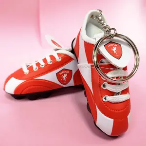 Küçük PVC PU deri futbol futbol ayakkabısı anahtarlık anahtarlık promosyon hediye