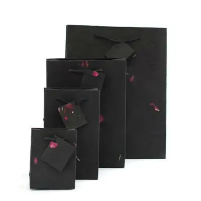 cotton rag Handmade Paper Bags with Rose flower Petals also available with your logo print in custom sizes