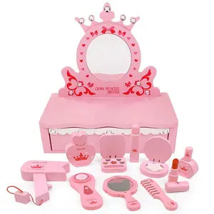 Jouets éducatifs créatifs en rose pour filles, ensemble de jeu de <span class=keywords><strong>maquillage</strong></span>, commode en bois, cadeau pour filles - Product Image 1