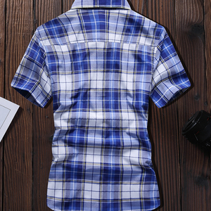 Ultime Camicie Casual Slim Fit con Bottoni per Uomo e Donna, Bluse a <span class=keywords><strong>Maniche</strong></span> <span class=keywords><strong>Corte</strong></span>, <span class=keywords><strong>Camicia</strong></span> a <span class=keywords><strong>Quadri</strong></span> Personalizzata all'Ingrosso - Product Image 5