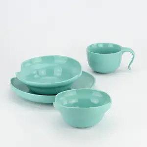 Hot sale green glazed korean royal ceramic china 16 pcs dinner set