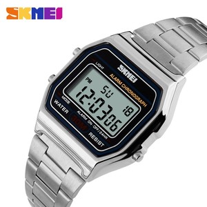 Azul del reloj <span class=keywords><strong>SKMEI</strong></span> <span class=keywords><strong>1123</strong></span> hombres LED Digital Reloj de moda Casual Relojes deportivos de acero inoxidable Relojes Masculino impermeable Relojes - Product Image 4