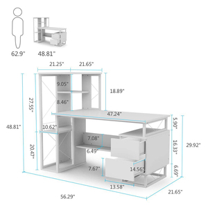ทั้งหมดสีขาวมันวาวสูงที่สวยงามสำนักงานบ้านโต๊ะคอมพิวเตอร์โต๊ะห้องนอน - Product Image 5