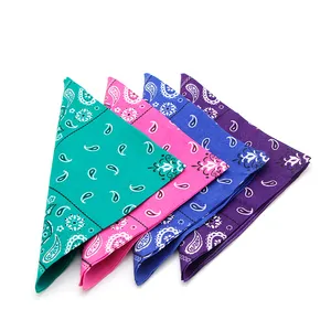 Bandana 100% de algodón con estampado de Cachemira para mujer, bandana personalizada de estilo hip hop, venta al por mayor