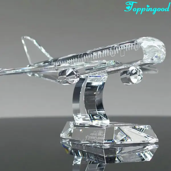 Modelo de avión de cristal decorativo K9 para trofeo VIP
