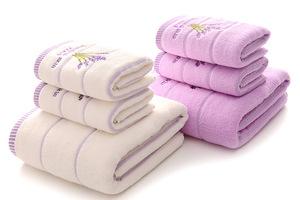 Ricamo Lavanda Cotone Set di <span class=keywords><strong>Asciugamani</strong></span> Viso <span class=keywords><strong>Asciugamani</strong></span> Telo da bagno - Product Image 4