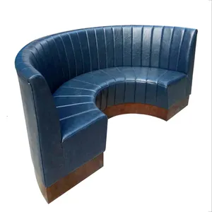 लक्जरी होटल रेस्तरां नाइट क्लब गहरे नीले रंग का घुमावदार आधा दौर आकार सोफे बूथ सीट सोफे