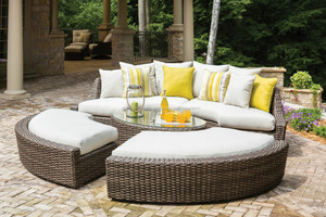 Exterior multifuncional gran sofá y otomana muebles mesa oval ronda de mimbre ratán tumbona - Product Image 1