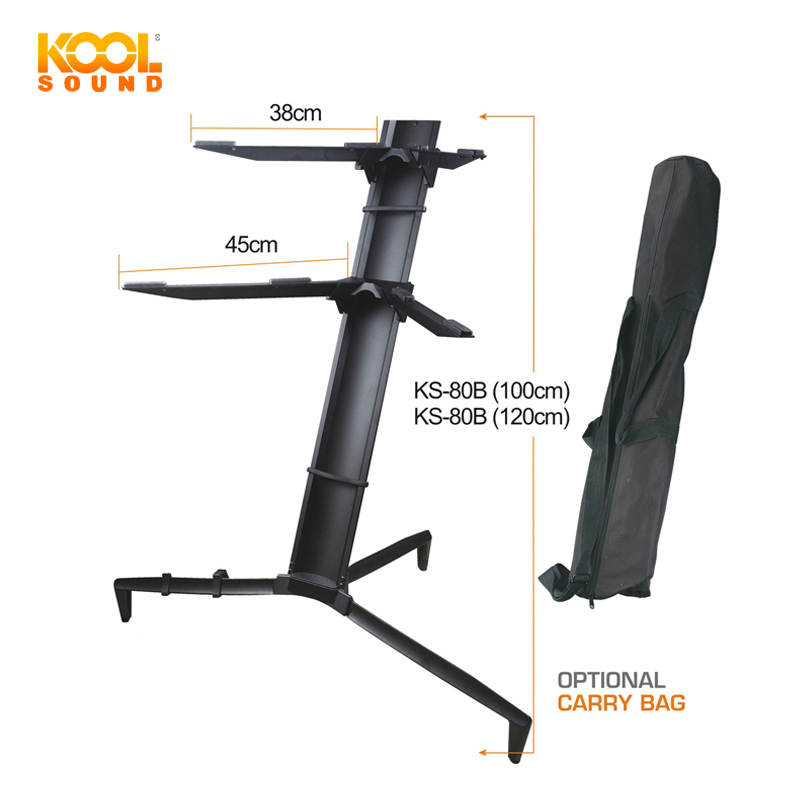 Kool Sound Оптовая Продажа модная алюминиевая двойная подставка для клавиатуры черного цвета