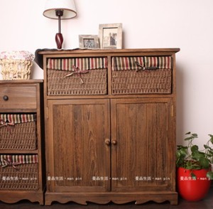 Living Room Furniture Cube <strong>Shoe</strong> <strong>Rack</strong> Cabinet Wooden <strong>Shoe</strong> Storage Cabinets <strong>Shoe</strong> <strong>Cupboard</strong> With Woven Basket Drawers - Product Image 2