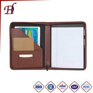 Venta al por mayor Brown <span class=keywords><strong>A4</strong></span> Conferencia carpeta con cremallera cartera caso pu cuero de negocios organizador - Product Image 1